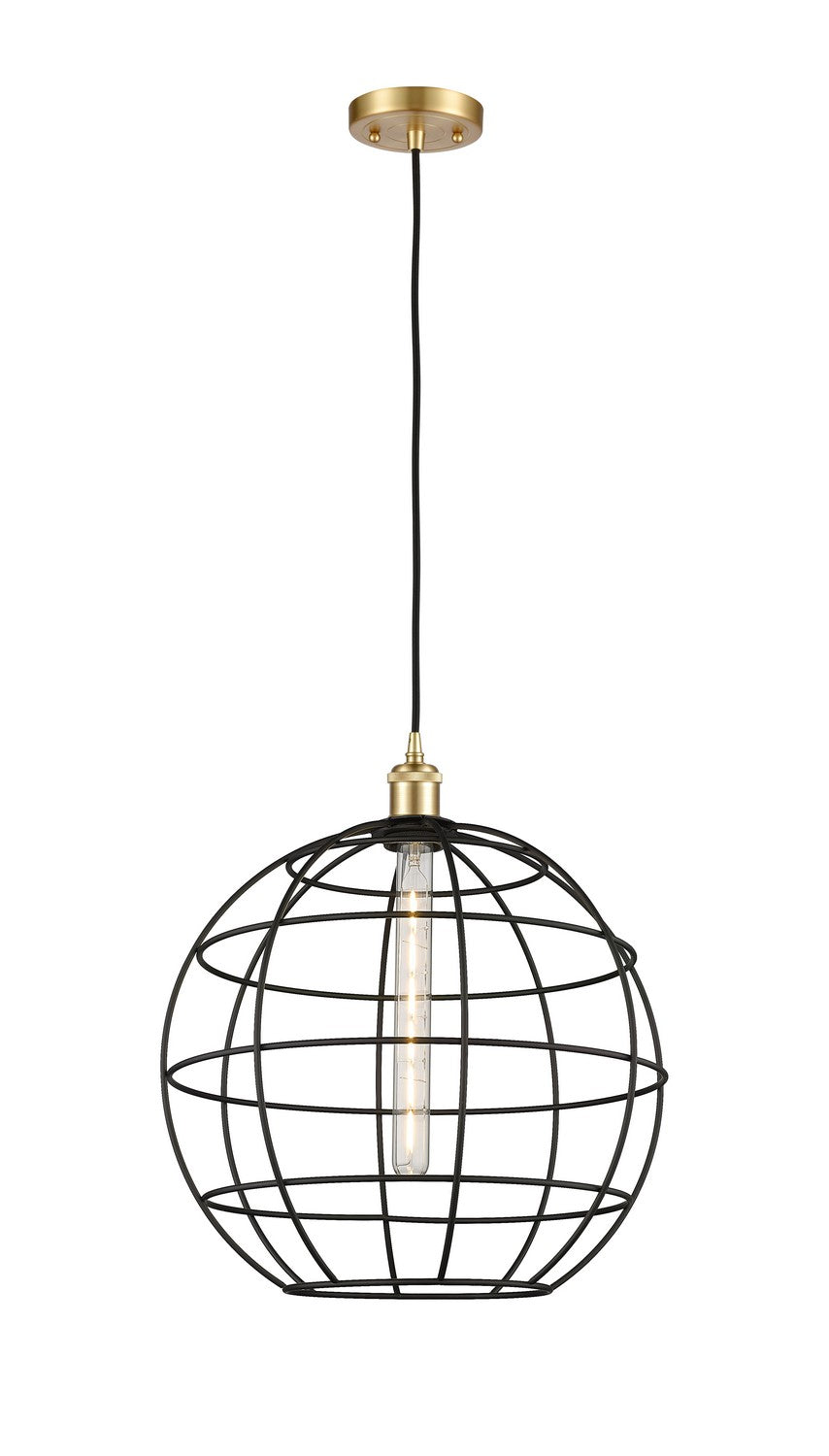 Innovations Ballston 516-1P-SG-CE-16-BK Pendant Light - Satin Gold