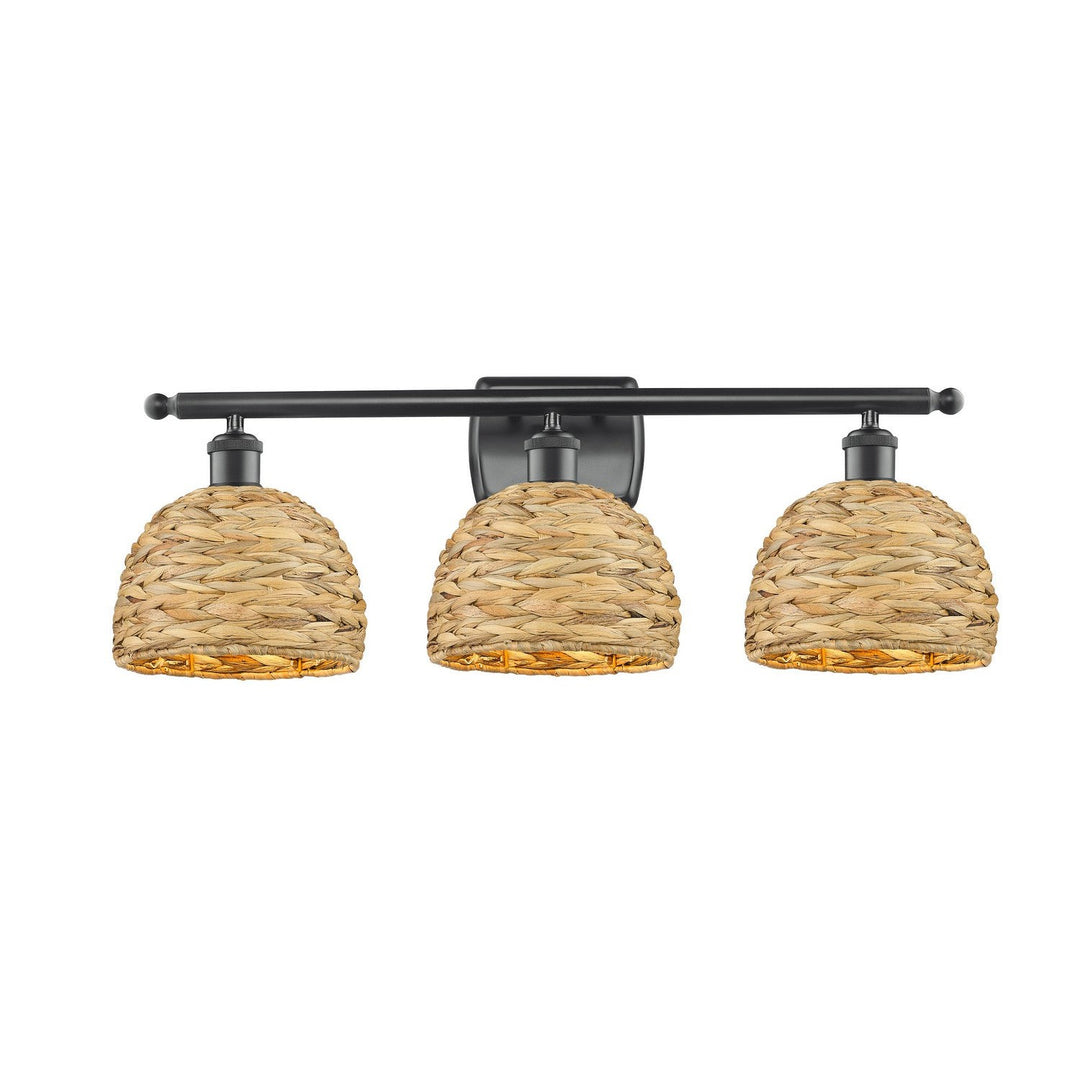 Innovations Downtown Urban 516-3W-BK-RBD-8-NAT Bath Vanity Light 28 in. wide - Matte Black