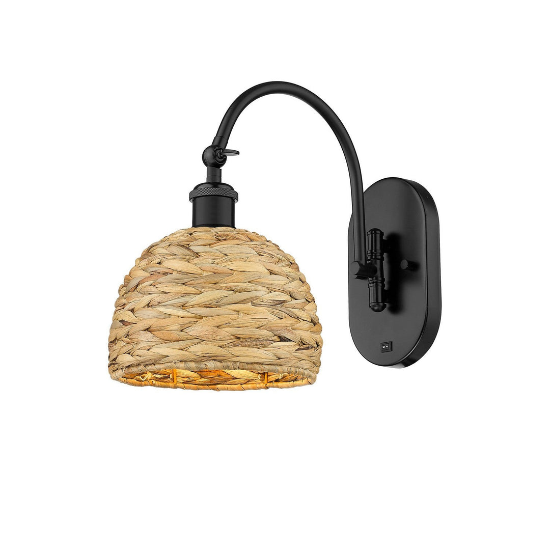 Innovations Downtown Urban 518-1W-BK-RBD-8-NAT Wall Sconce Light - Matte Black