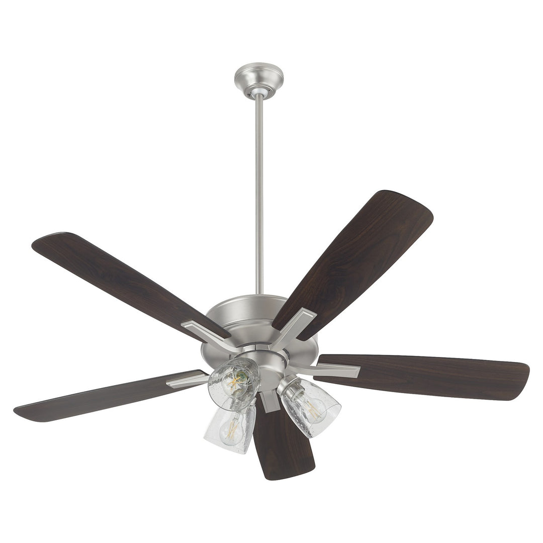 Quorum Ovation 4525-23165 Ceiling Fan 52 in. - Satin Nickel, Silver/Walnut