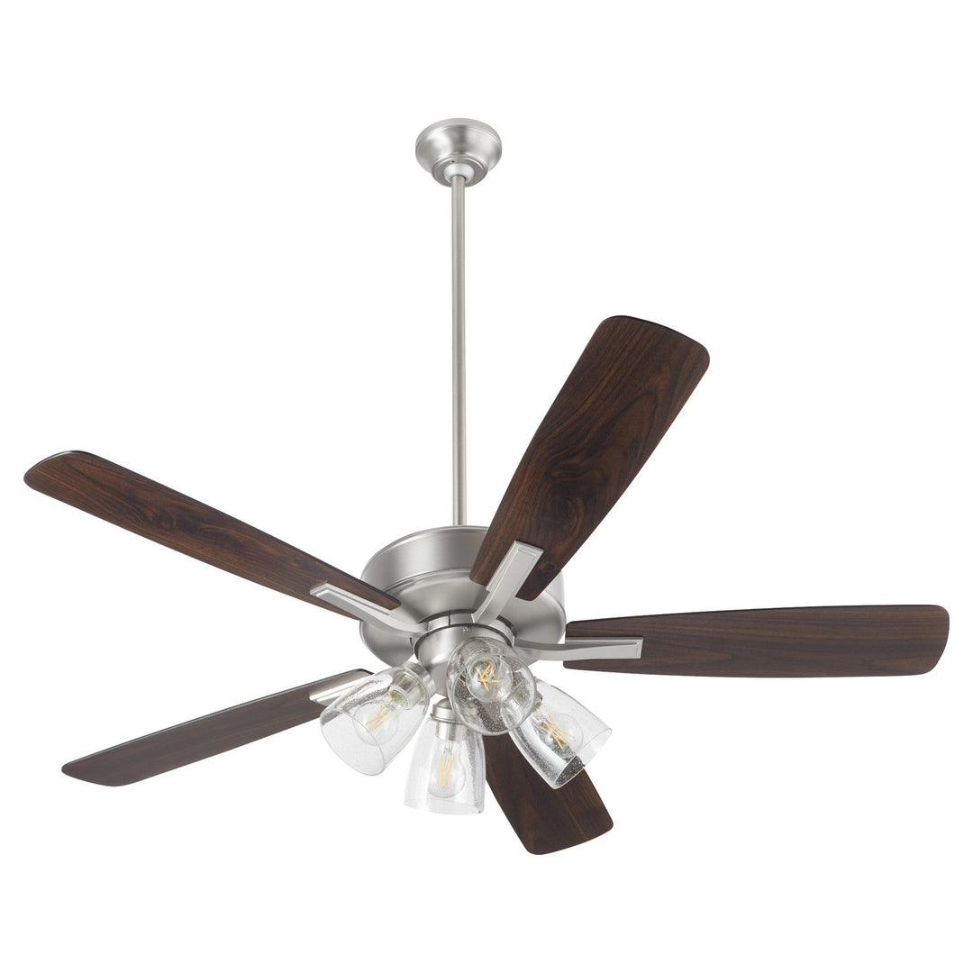 Quorum Ovation 4525-24165 Ceiling Fan 52 in. - Satin Nickel, Silver/Walnut