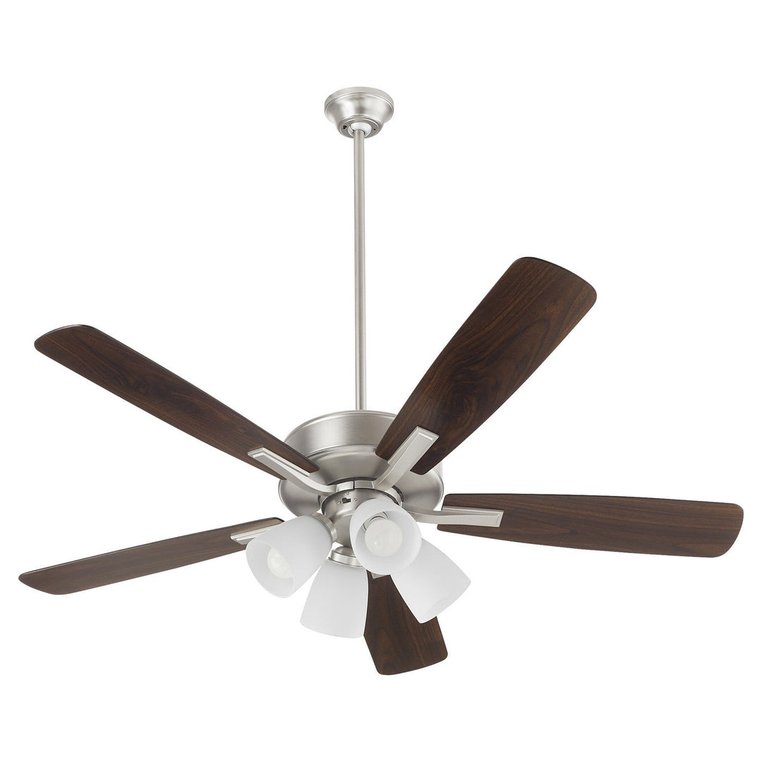 Quorum Ovation 4525-4165 Ceiling Fan 52 in. - Satin Nickel, Silver/Walnut