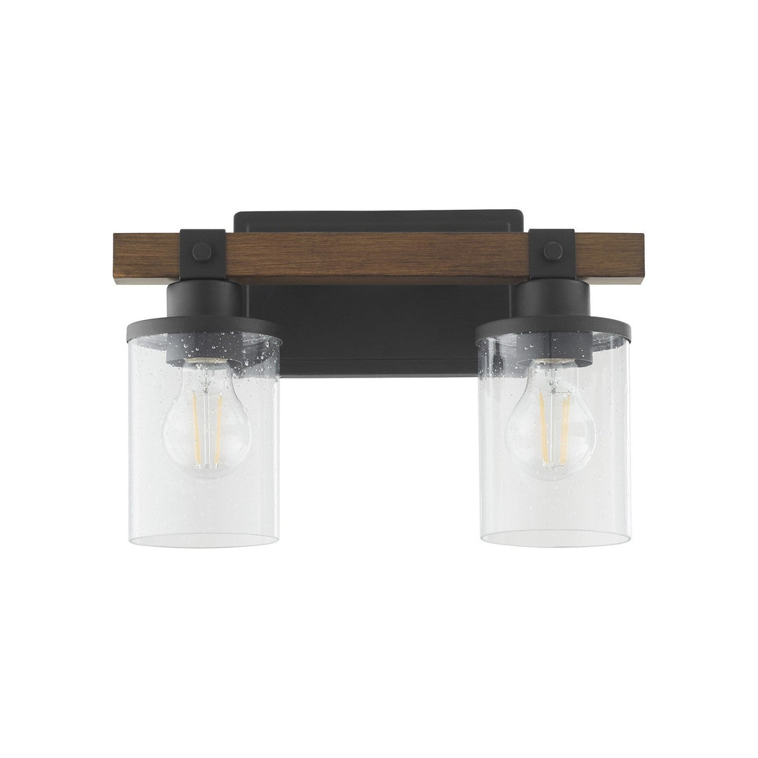 Quorum Walnut Accent Series 5089-2-69 Bath Vanity Light 14 in. wide - Textured Black Walnut