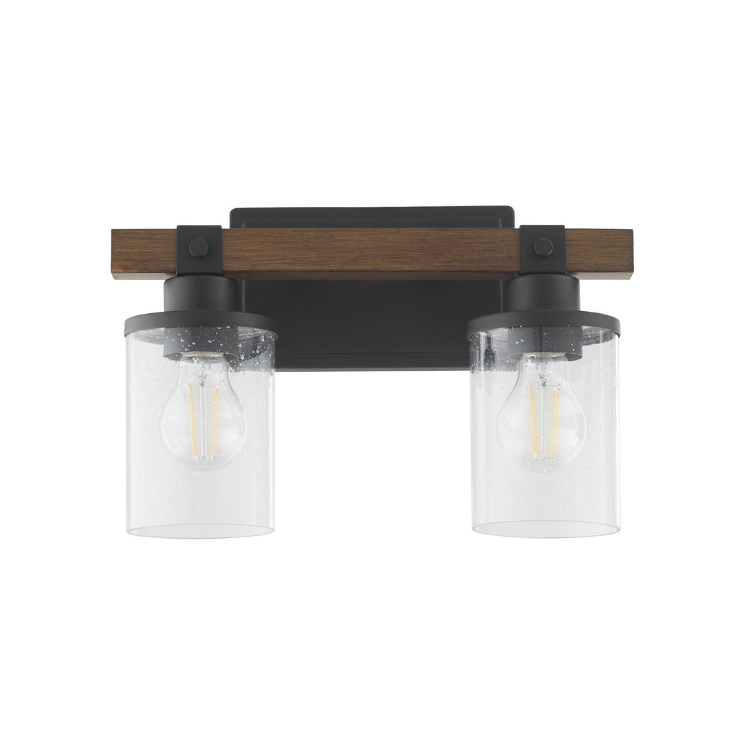 Quorum Walnut Accent Series 5089-2-69 Bath Vanity Light 14 in. wide - Textured Black Walnut