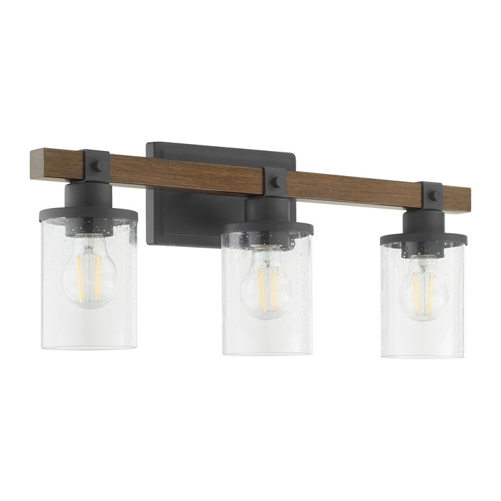Quorum Walnut Accent Series 5089-3-69 Bath Vanity Light 23 in. wide - Textured Black Walnut