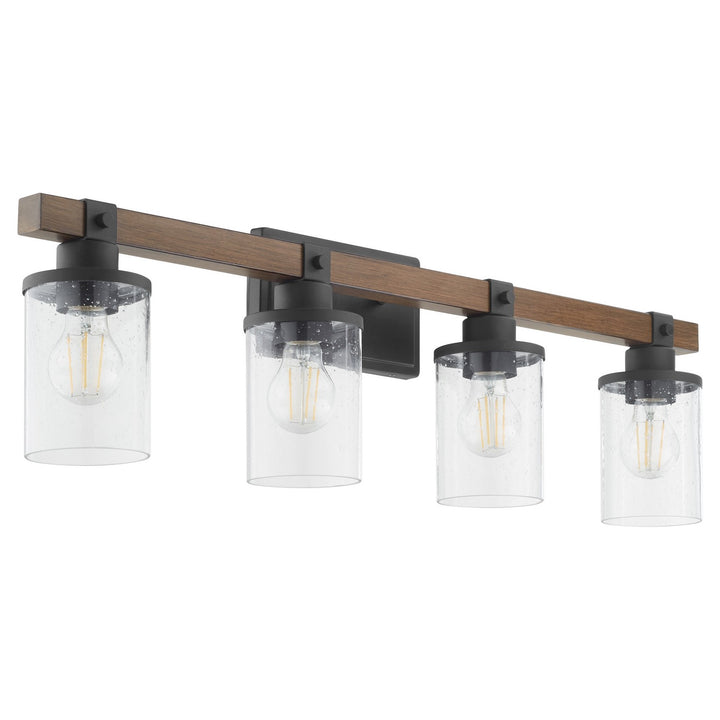 Quorum Walnut Accent Series 5089-4-69 Bath Vanity Light 33 in. wide - Textured Black Walnut
