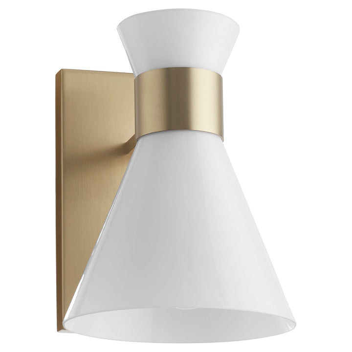 Quorum Beldar 5119-1-80 Wall Sconce Light - Aged Brass w/ Gloss Opal