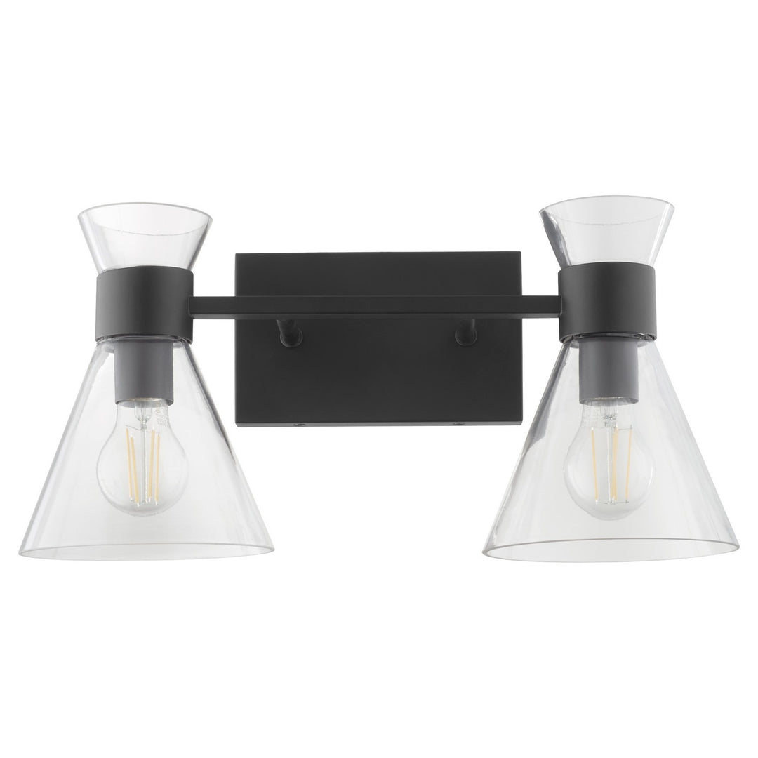 Quorum Beldar 5119-2-259 Bath Vanity Light 19 in. wide - Matte Black w/ Clear Glass