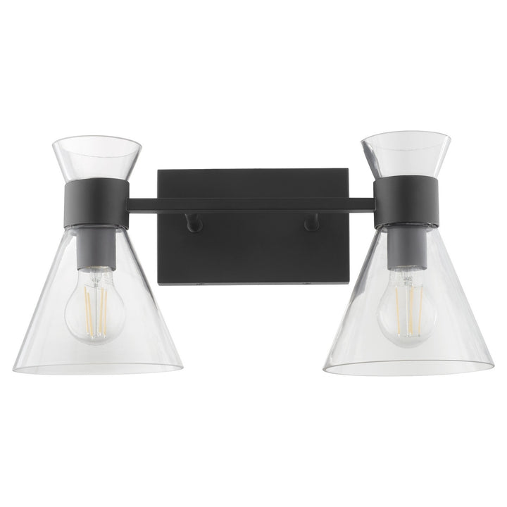 Quorum Beldar 5119-2-259 Bath Vanity Light 19 in. wide - Matte Black w/ Clear Glass