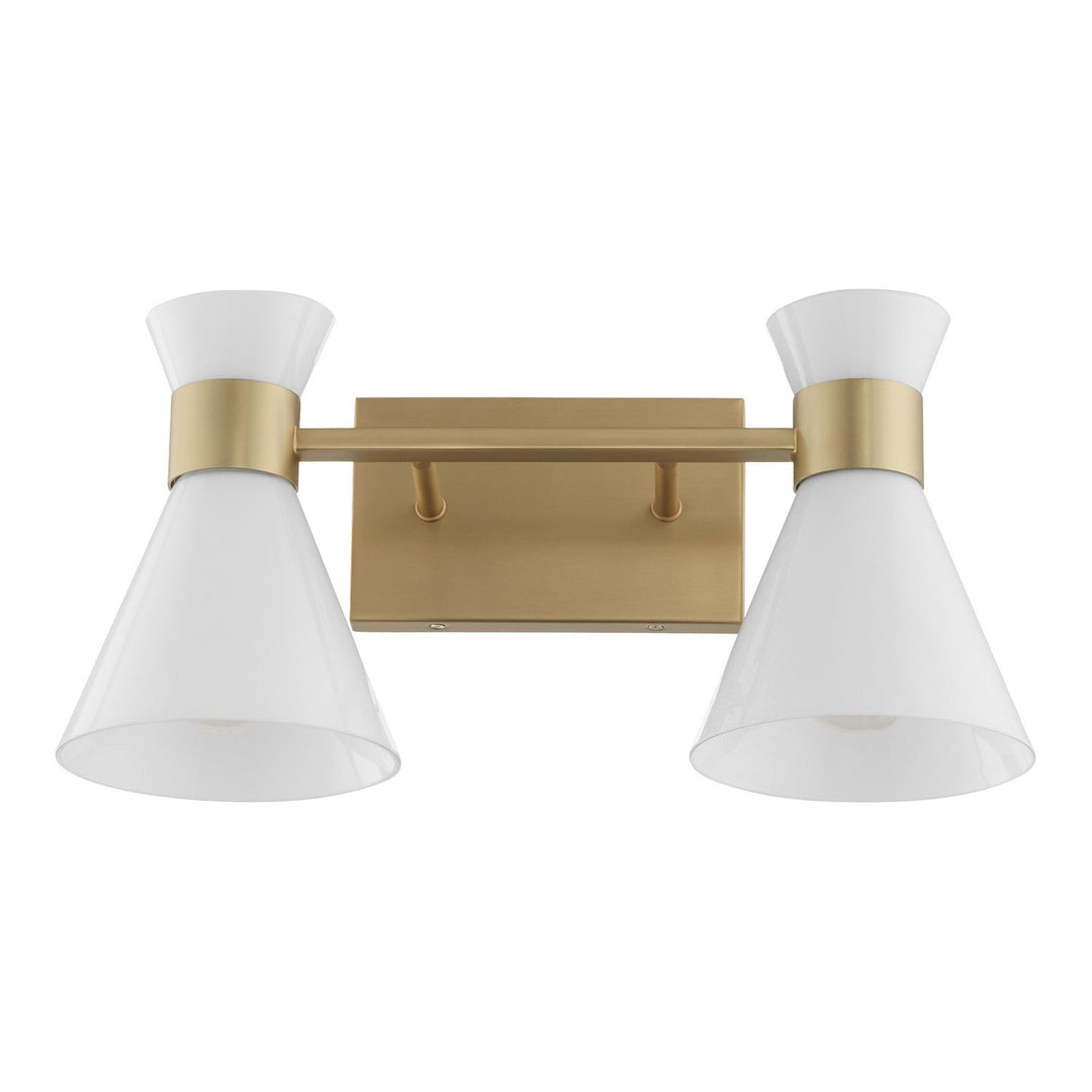 Quorum Beldar 5119-2-80 Bath Vanity Light 19 in. wide - Aged Brass w/ Gloss Opal