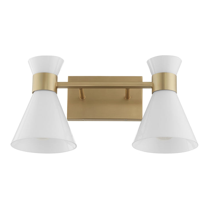 Quorum Beldar 5119-2-80 Bath Vanity Light 19 in. wide - Aged Brass w/ Gloss Opal