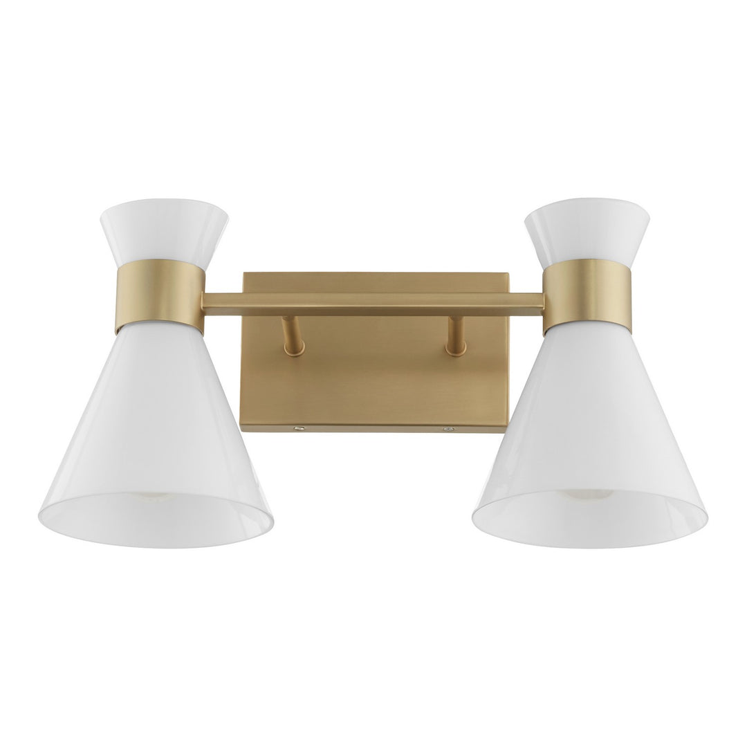 Quorum Beldar 5119-2-80 Bath Vanity Light 19 in. wide - Aged Brass w/ Gloss Opal