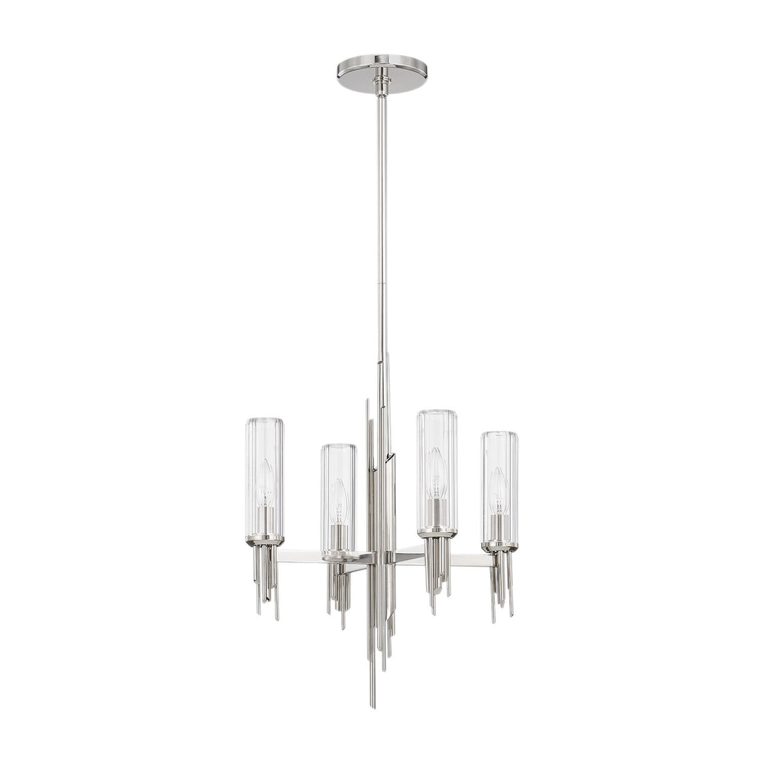 Alora torres CH335418PNCR Chandelier Light - Polished Nickel/Ribbed Glass