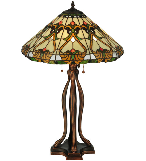 Meyda Tiffany Lighting 134150 Middleton Three Light Table Base Hardware Lamp Bronze / Dark