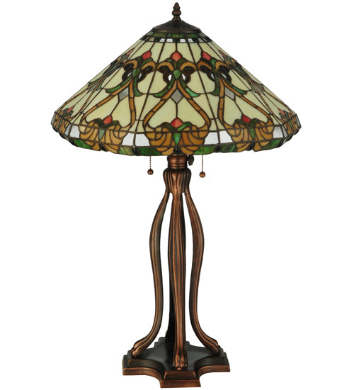 Meyda Tiffany Lighting 134150 Middleton Three Light Table Base Hardware Lamp Bronze / Dark