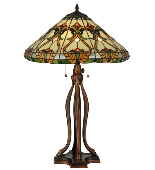 Meyda Tiffany Lighting 134150 Middleton Three Light Table Base Hardware Lamp Bronze / Dark