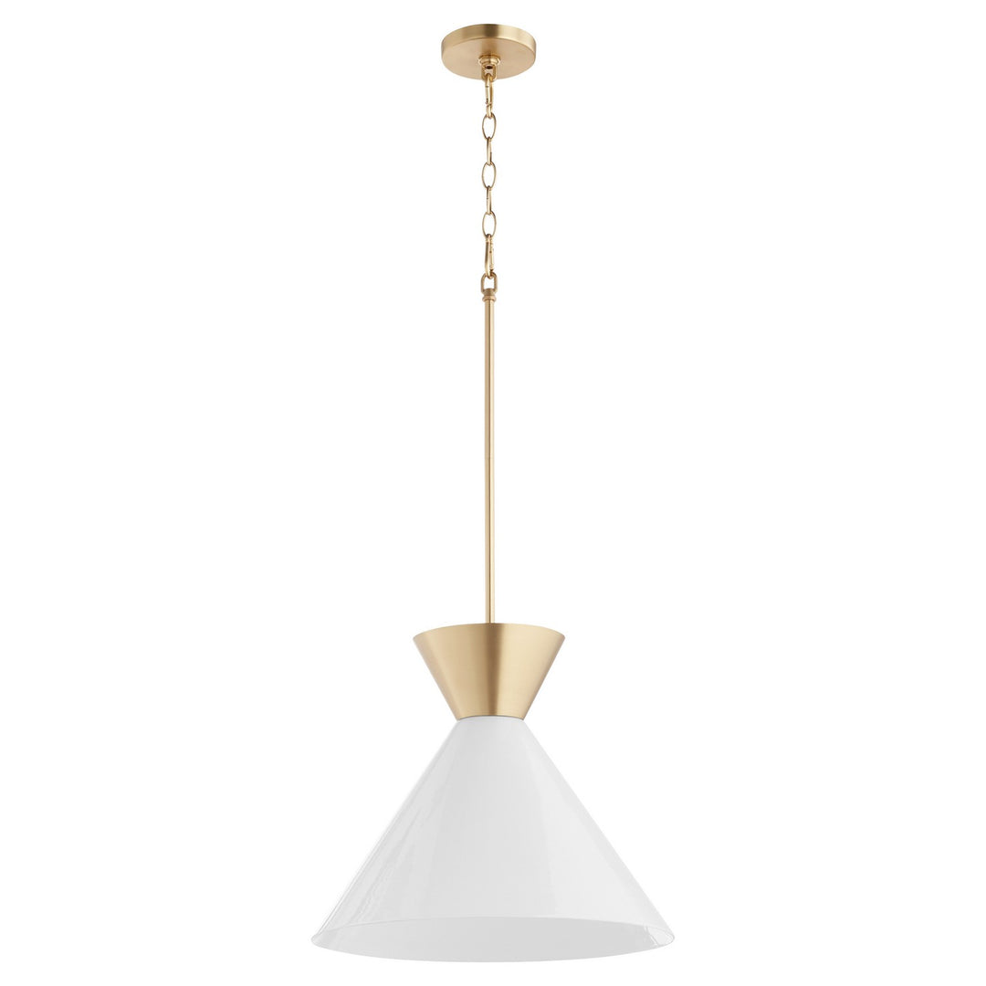 Quorum Beldar 8119-80 Pendant Light - Aged Brass w/ Gloss Opal