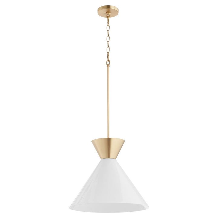 Quorum Beldar 8119-80 Pendant Light - Aged Brass w/ Gloss Opal