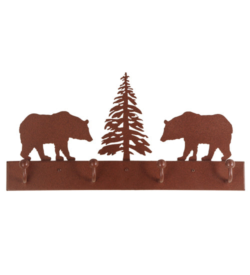 Meyda Tiffany Lighting 134177 Bear On The Loose 4 Hooks Coat Rack Home Decor Bronze / Dark