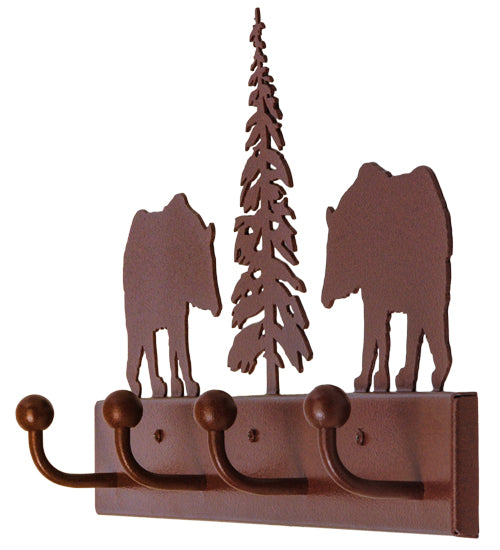 Meyda Tiffany Lighting 134177 Bear On The Loose 4 Hooks Coat Rack Home Decor Bronze / Dark