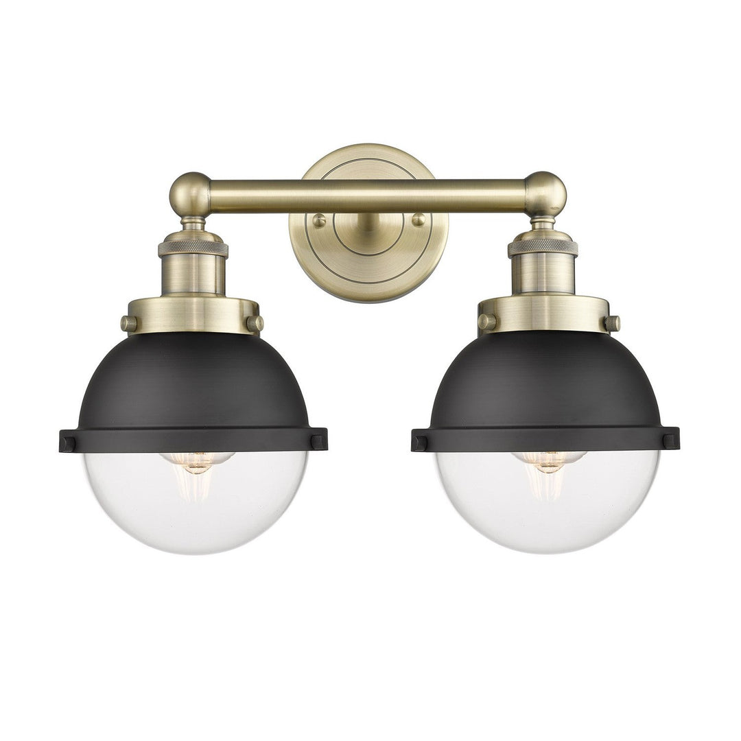 Innovations Downtown Urban 616-2W-AB-HFS-62-BK Bath Vanity Light 17 in. wide - Antique Brass