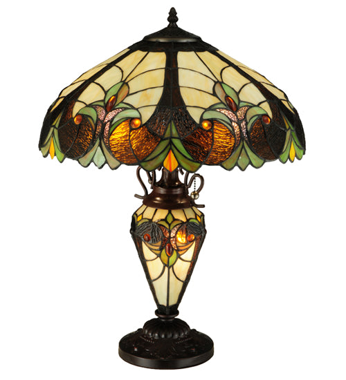 Meyda Tiffany Lighting 134528 Sebastian Two Light Table Lamp Lamp Bronze / Dark