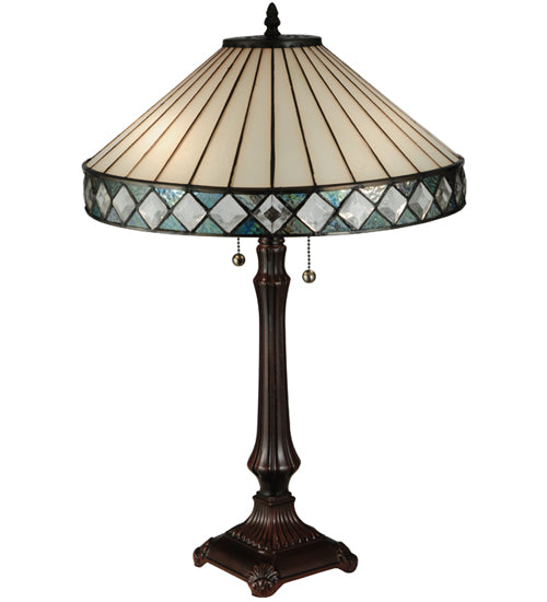 Meyda Tiffany Lighting 134537 Diamondring Two Light Table Lamp Lamp Bronze / Dark