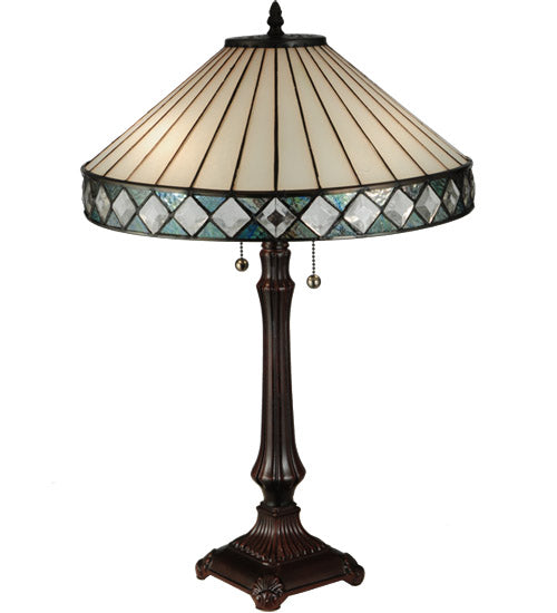 Meyda Tiffany Lighting 134537 Diamondring Two Light Table Lamp Lamp Bronze / Dark