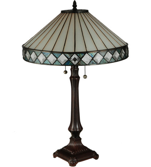 Meyda Tiffany Lighting 134537 Diamondring Two Light Table Lamp Lamp Bronze / Dark