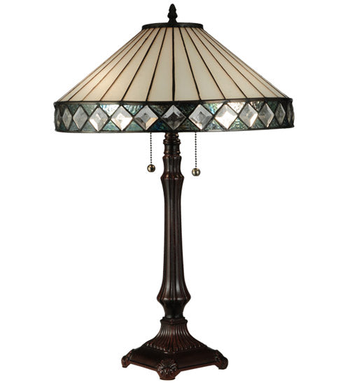 Meyda Tiffany Lighting 134537 Diamondring Two Light Table Lamp Lamp Bronze / Dark
