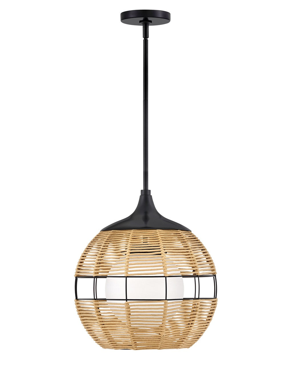 Hinkley Lighting 19677BK-NAT Modern Maddox Outdoor Black With Light Natural Nylon Shade