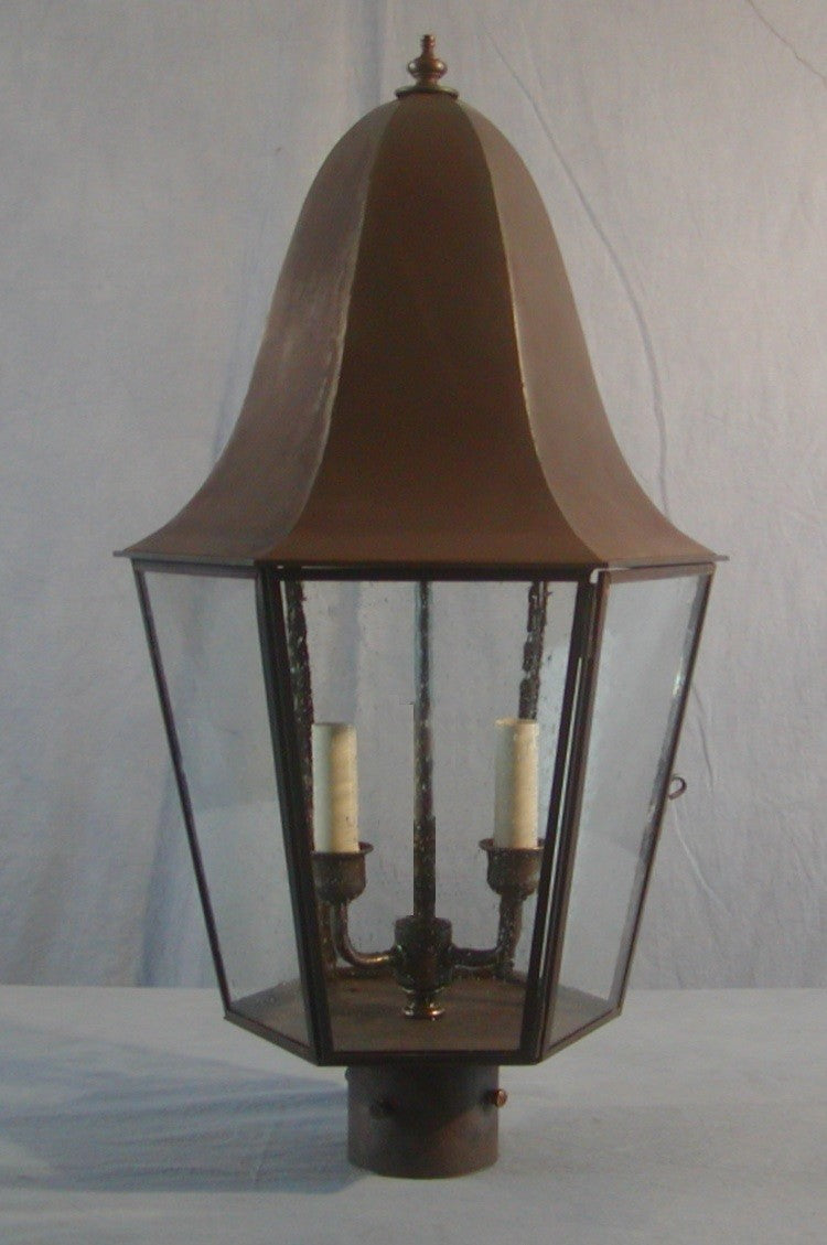 Genie House Lighting 15312DCSS Iris Two Light Post Mount Outdoor Copper/Antique/Verde