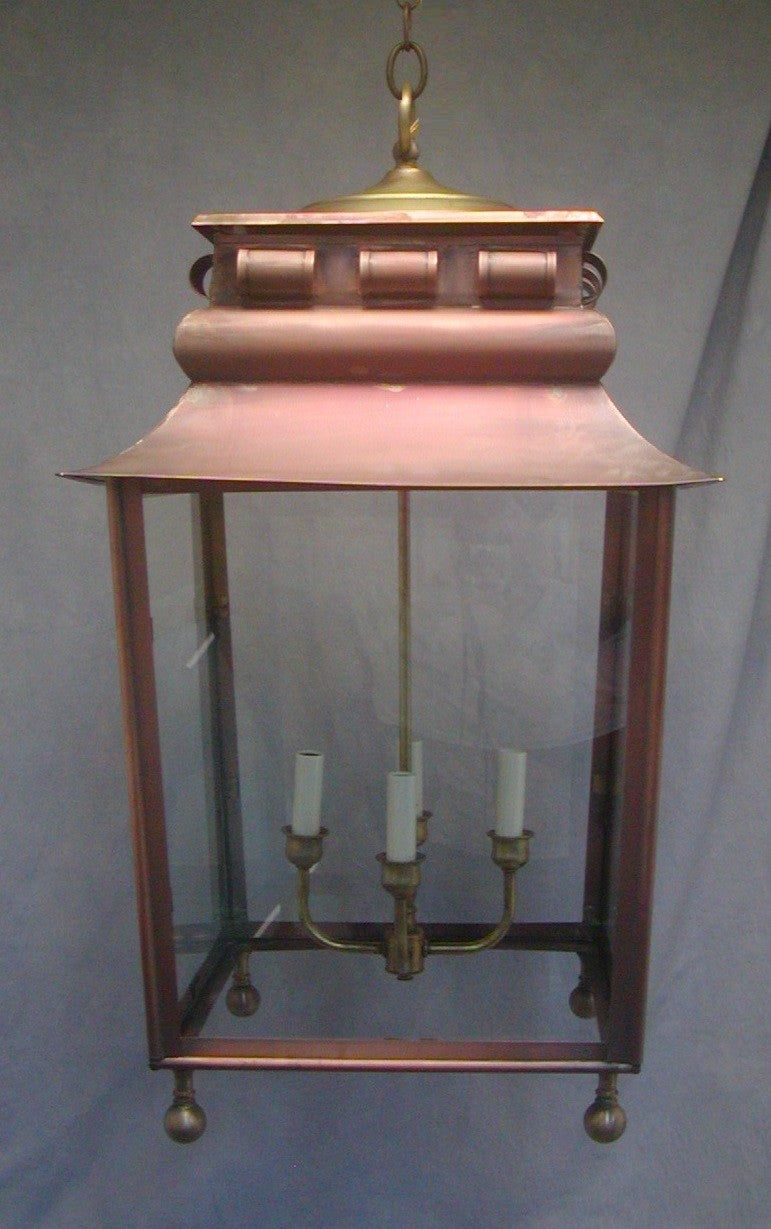 Genie House Lighting 32533ACC Gillman Four Light Pendant Outdoor Copper/Antique/Verde