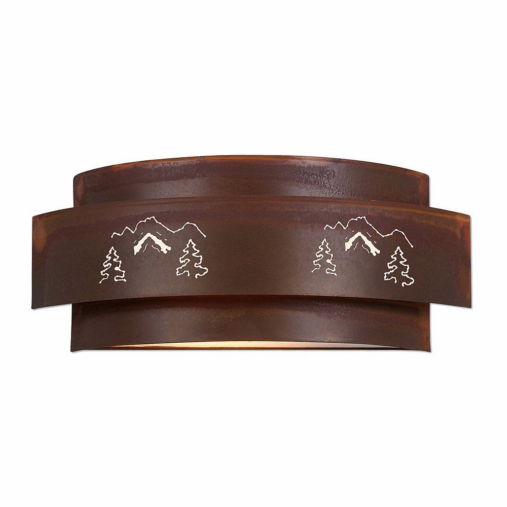Avalanche Ranch Northridge-Mtn-Pine Cutout A16245-02 Wall Light - Rust Patina