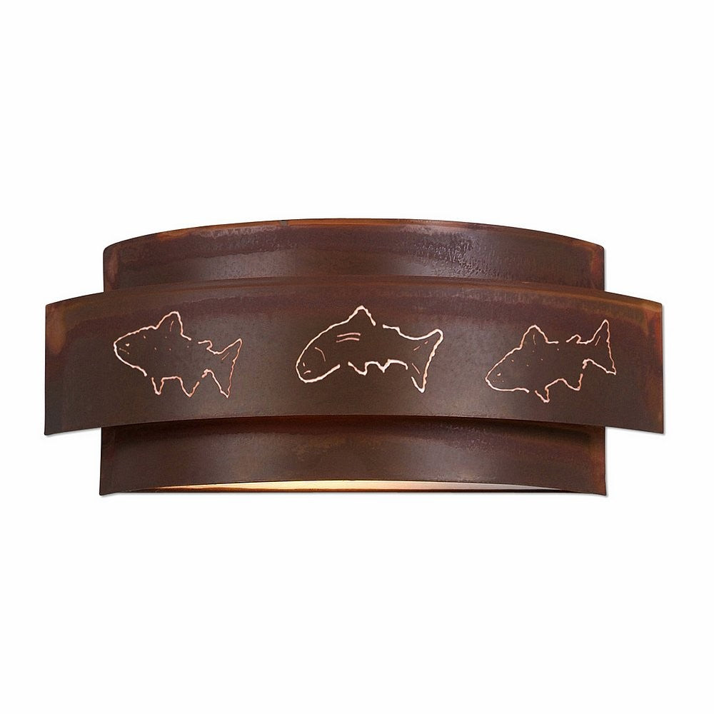 Avalanche Ranch Northridge-Fish Cutout A16262-02 Wall Light - Rust Patina