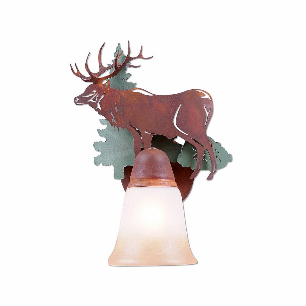 Avalanche Ranch Crestline-Elk A17134TT-04 Wall Light - Pine Tree Green-Rust Patina