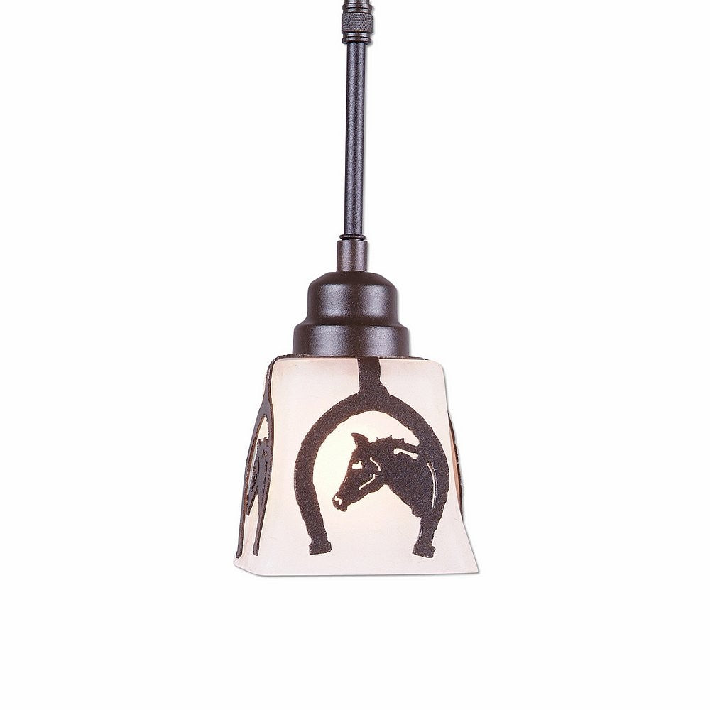 Avalanche Ranch Woodland-Horse Horseshoe A27117FC-ST-28 Pendant Light - Dark Bronze Metallic