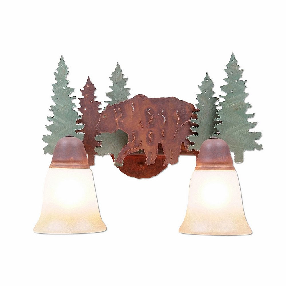 Avalanche Ranch Crestline-Bear A32226TT-04 Bath Vanity Light 15 in. wide - Pine Tree Green-Rust Patina