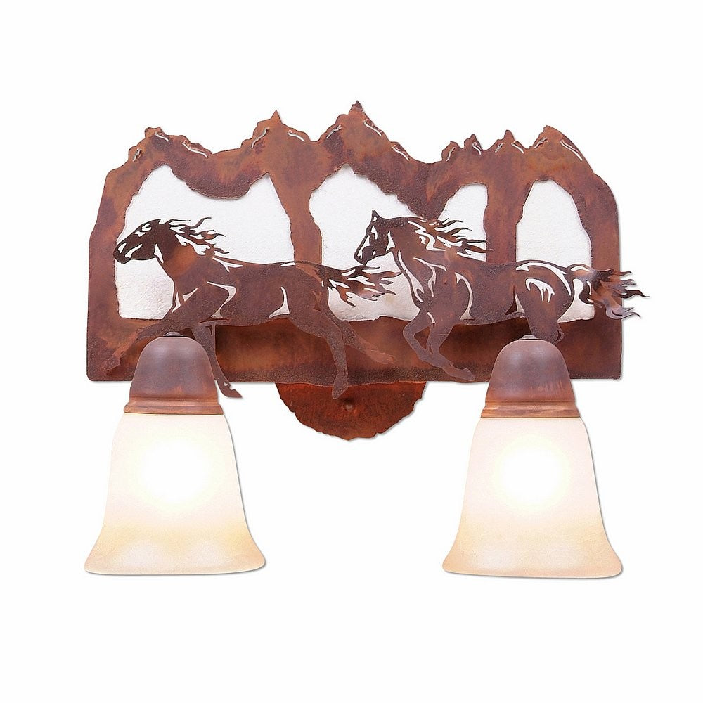 Avalanche Ranch Crestline-Horse-Mtn A32236TT-02 Bath Vanity Light 15 in. wide - Rust Patina