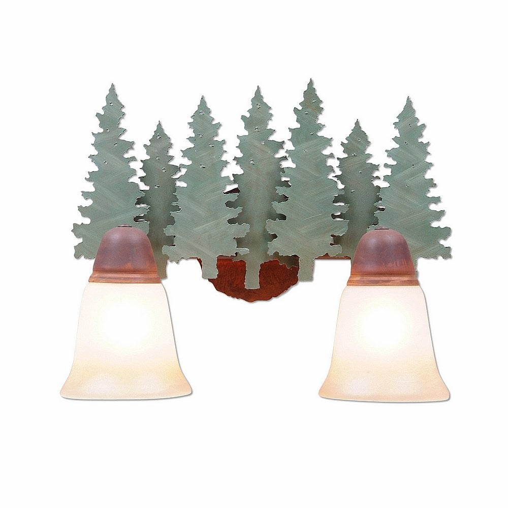 Avalanche Ranch Crestline-Pine Tree A32242TT-04 Bath Vanity Light 15 in. wide - Pine Tree Green-Rust Patina
