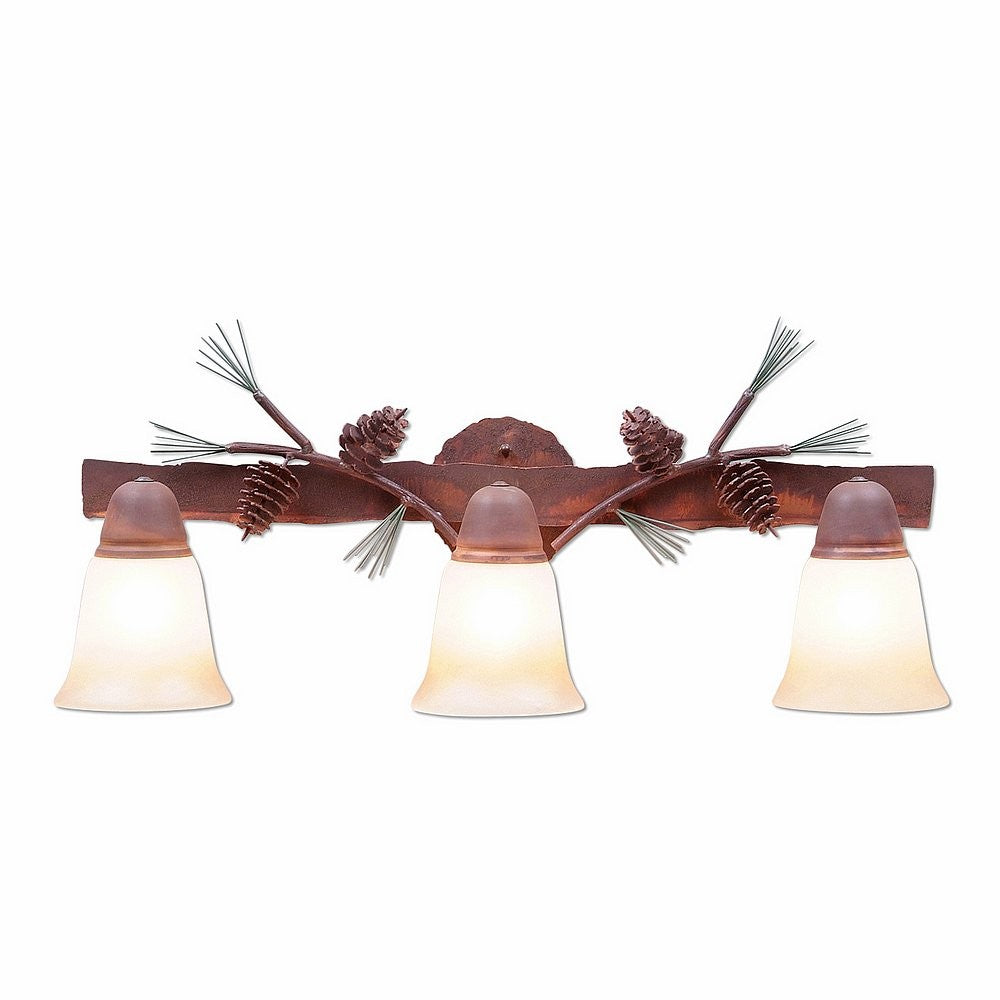 Avalanche Ranch Crestline-Pine Cone A32320TT-04 Bath Vanity Light 25 in. wide - Pine Tree Green-Rust Patina