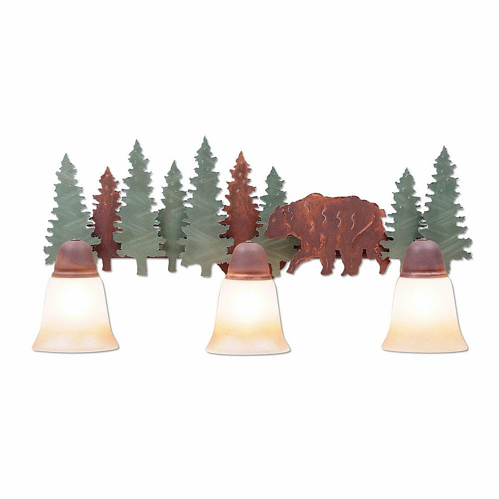 Avalanche Ranch Crestline-Bear A32326TT-04 Bath Vanity Light 25 in. wide - Pine Tree Green-Rust Patina