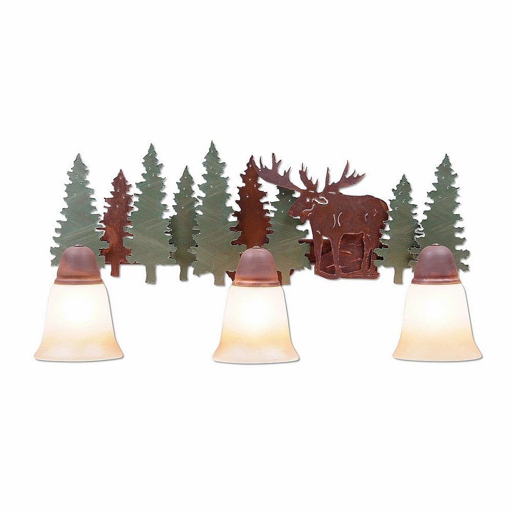 Avalanche Ranch Crestline-Moose A32328TT-04 Bath Vanity Light 25 in. wide - Pine Tree Green-Rust Patina