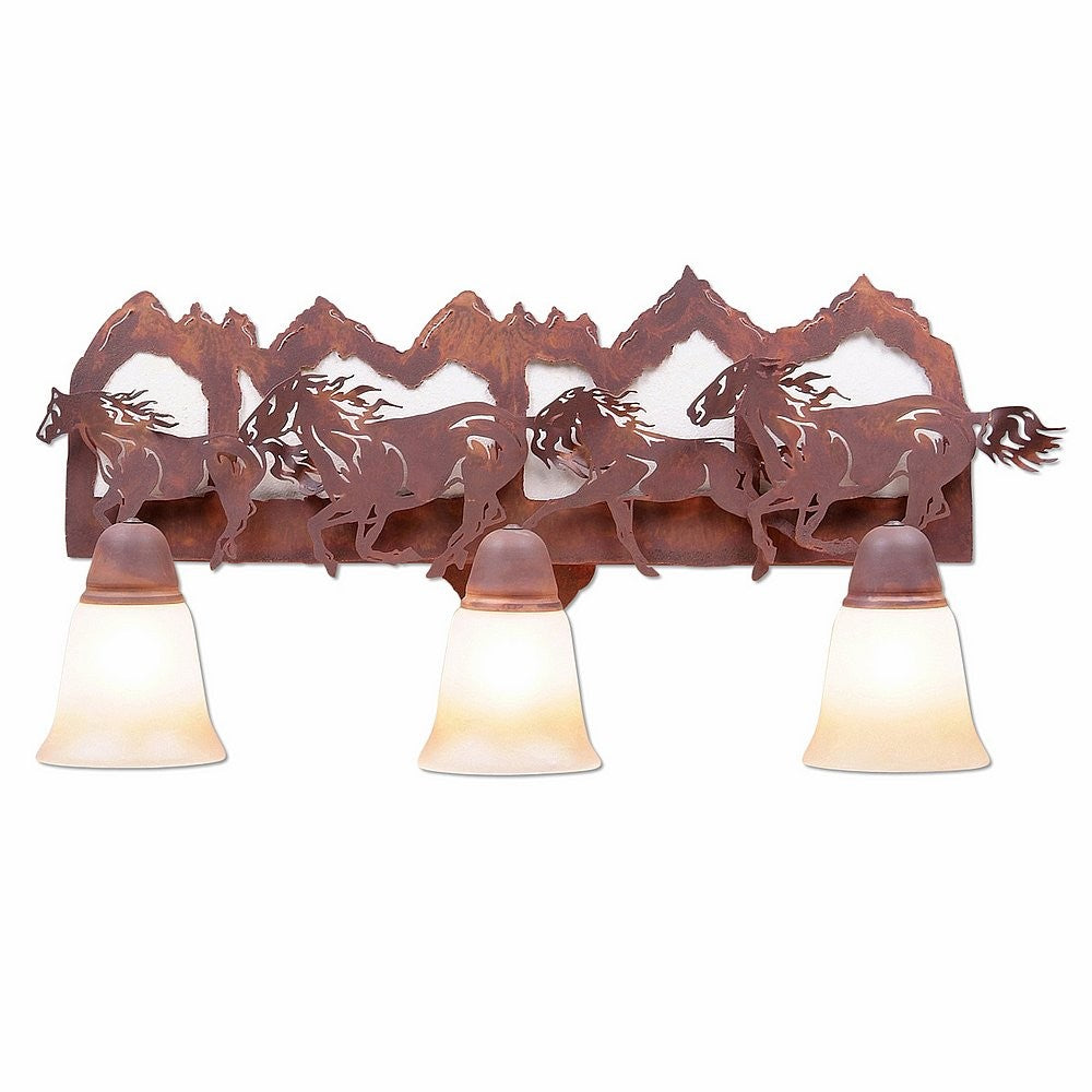 Avalanche Ranch Crestline-Horse-Mtn A32336TT-02 Bath Vanity Light 25 in. wide - Rust Patina