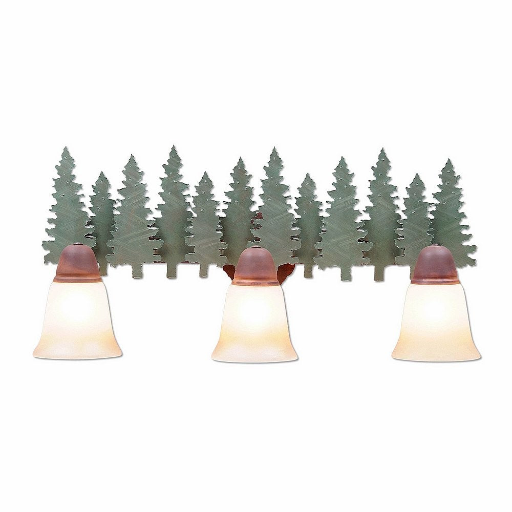 Avalanche Ranch Crestline-Pine Tree A32342TT-04 Bath Vanity Light 25 in. wide - Pine Tree Green-Rust Patina