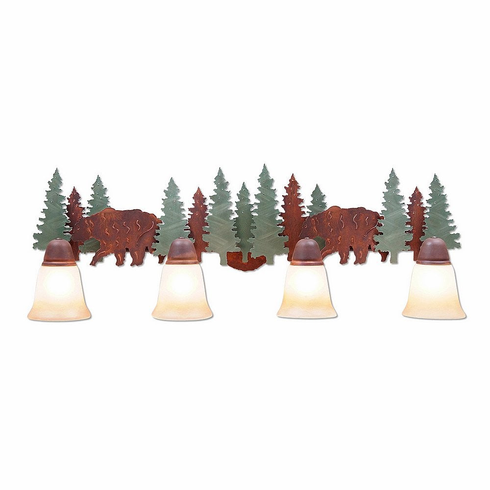 Avalanche Ranch Crestline-Bear A32426TT-04 Bath Vanity Light 36 in. wide - Pine Tree Green-Rust Patina