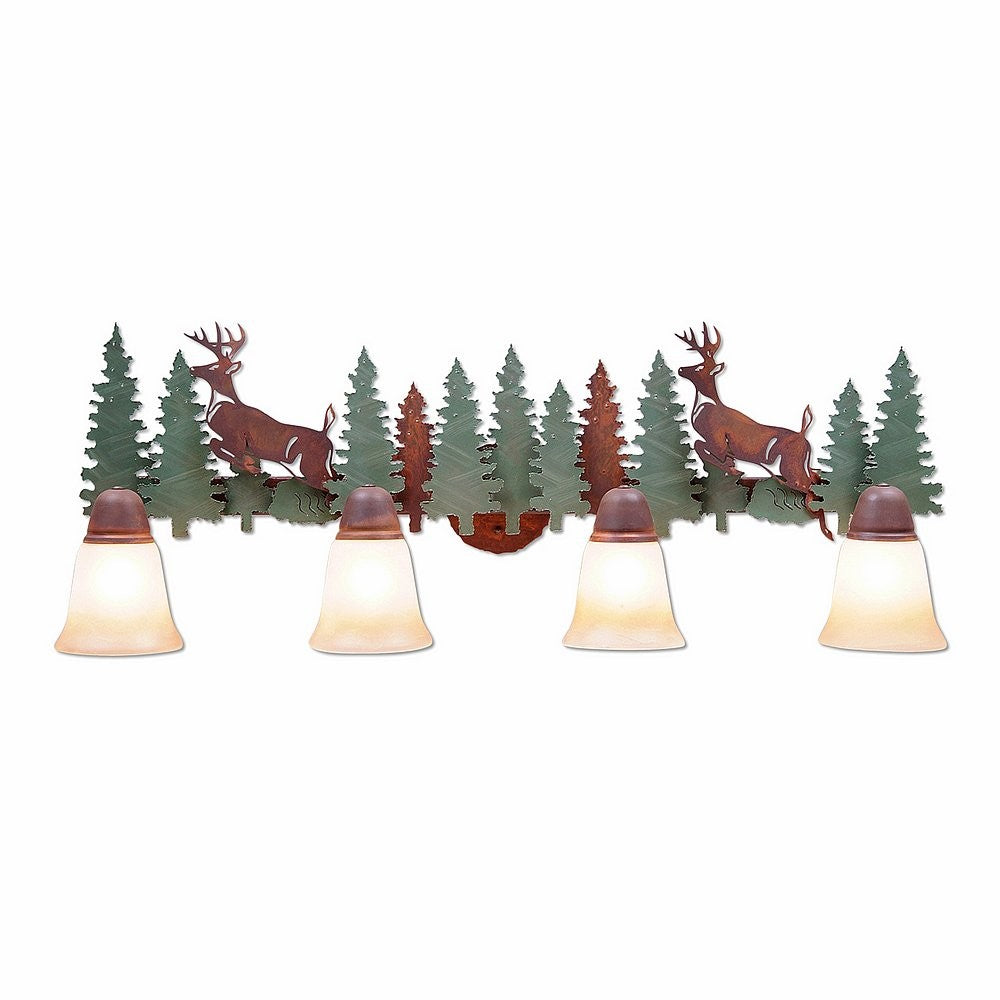 Avalanche Ranch Crestline-Deer A32431TT-04 Bath Vanity Light 36 in. wide - Pine Tree Green-Rust Patina
