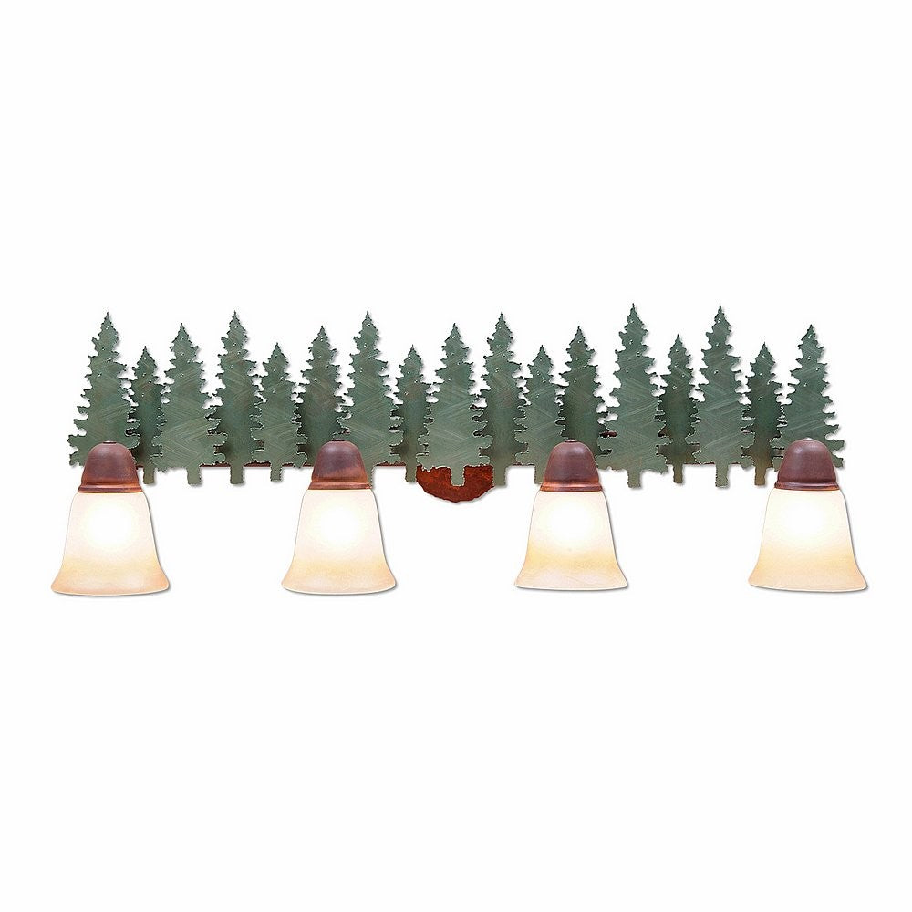 Avalanche Ranch Crestline-Pine Tree A32442TT-04 Bath Vanity Light 36 in. wide - Pine Tree Green-Rust Patina