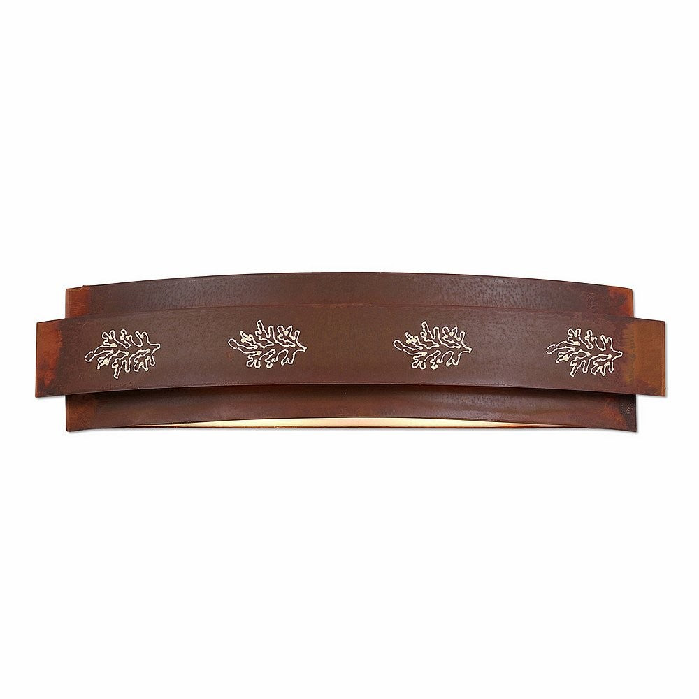 Avalanche Ranch Northridge-Cedar Bough Cutout A36748-02 Bath Vanity Light 25 in. wide - Rust Patina