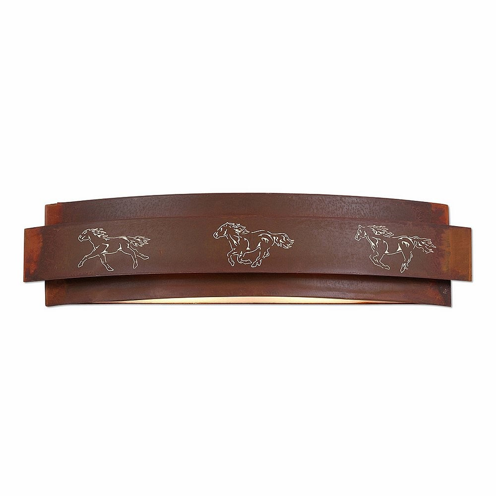 Avalanche Ranch Northridge-Horse Cutout A36759-02 Bath Vanity Light 25 in. wide - Rust Patina